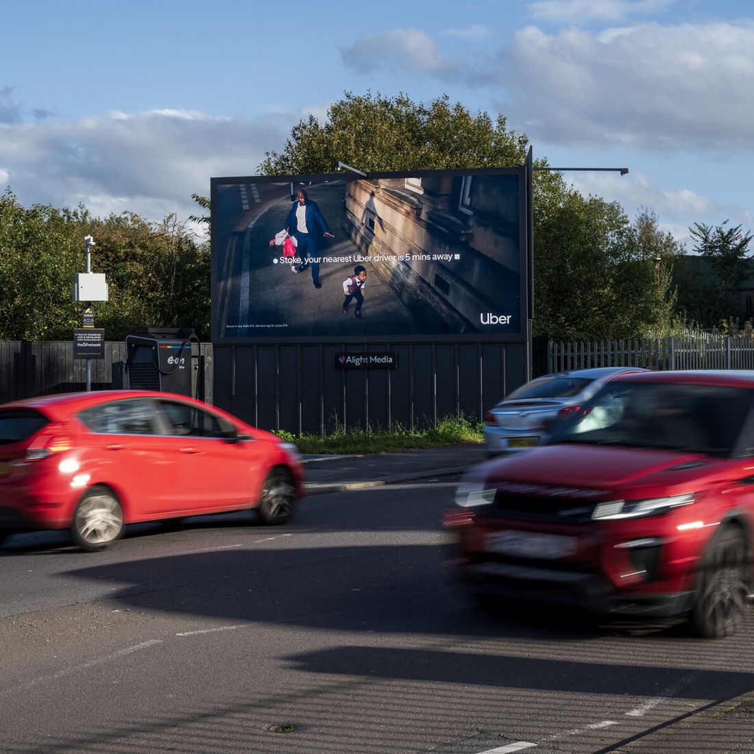A digital roadside billboard in Stoke-on-Trent