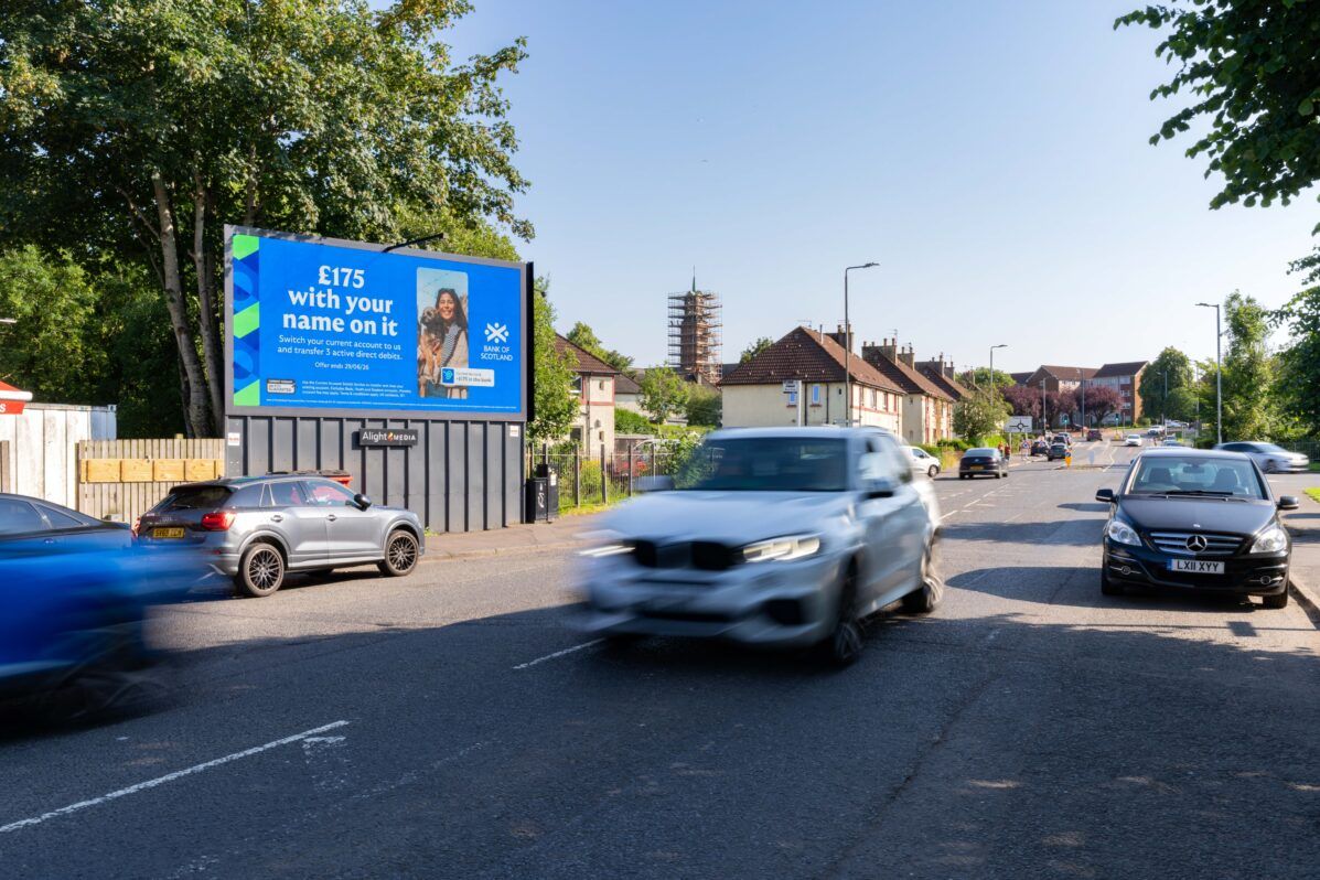 A digital roadside billboard on Glasgow Road