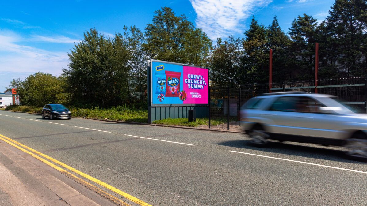 A digital roadside billboard in Stretford, Manchester